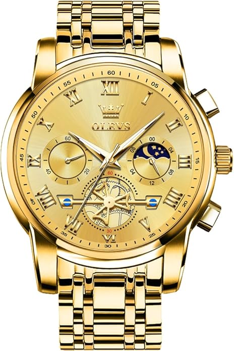OLEVS Luxury Waterproof Big Face Stainless Steel Multifunction Mens Watches
