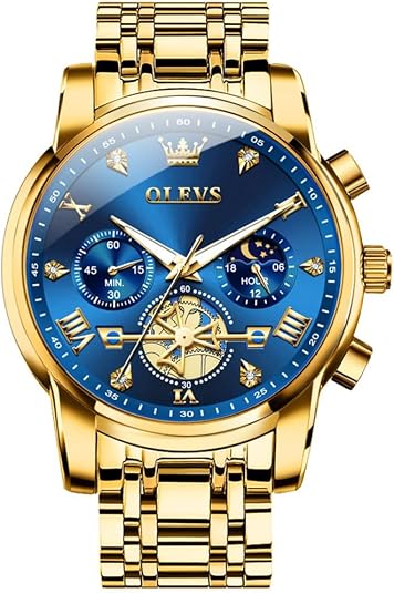 OLEVS Luxury Waterproof Big Face Stainless Steel Multifunction Mens Watches