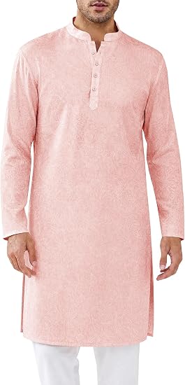 Mens Kurta Thobe Textured Henley Shirt