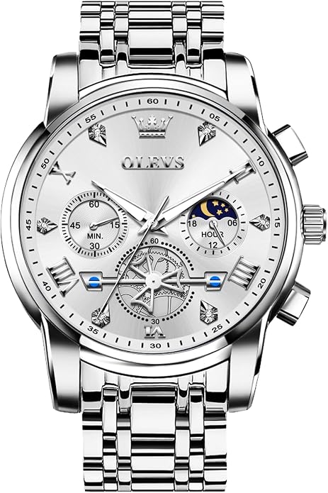 OLEVS Luxury Waterproof Big Face Stainless Steel Multifunction Mens Watches