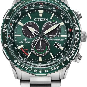 Silver-Tone Bracelet & Green Dial