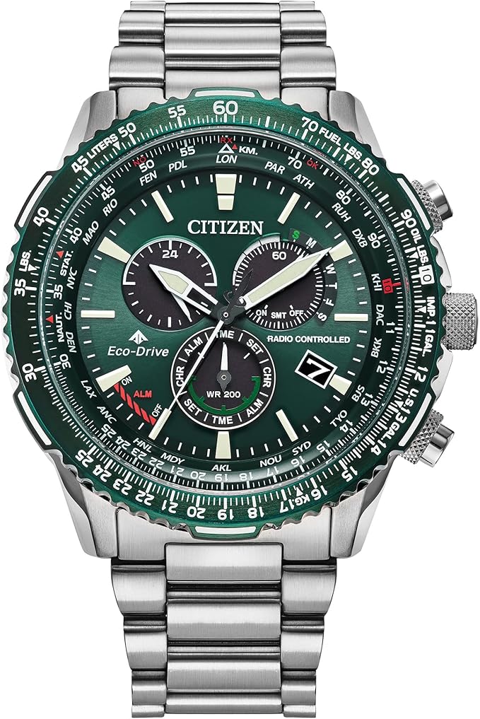 Silver-Tone Bracelet & Green Dial